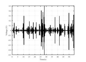 Hình 8. Miền thời gian của tín hiệu chuyển động của tôm trong trạng thái thiếu oxy