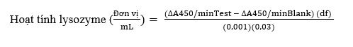 df = hệ số pha loãng; 0,001 = ∆A450 theo định nghĩa đơn vị; 0,03 = thể tích (tính bằng mL) của dung dịch enzyme.